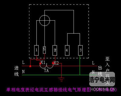 單相電度表內5和1端短接片已斷開時的接法